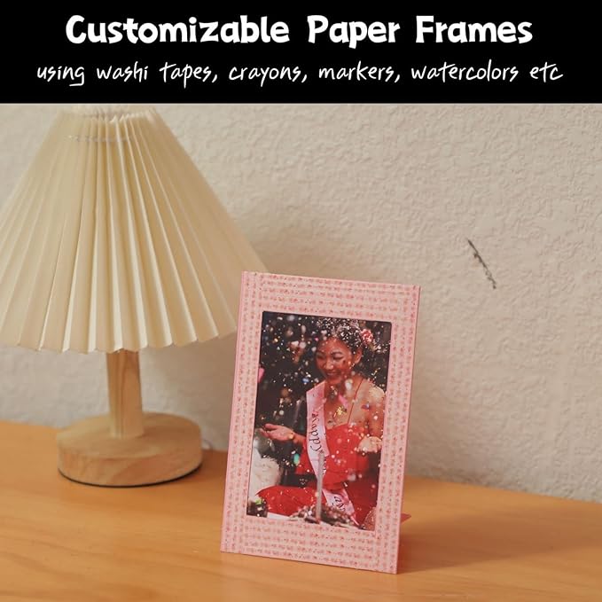 50 Pack Standing Paper Picture Frames 4x6,Cardboard Photo Frame with Easel,Paper Photo Frame Cards,Gallery Frames Bulk For Wedding, Father&#x27;s Day,DIY,Classroom, Multi-Color