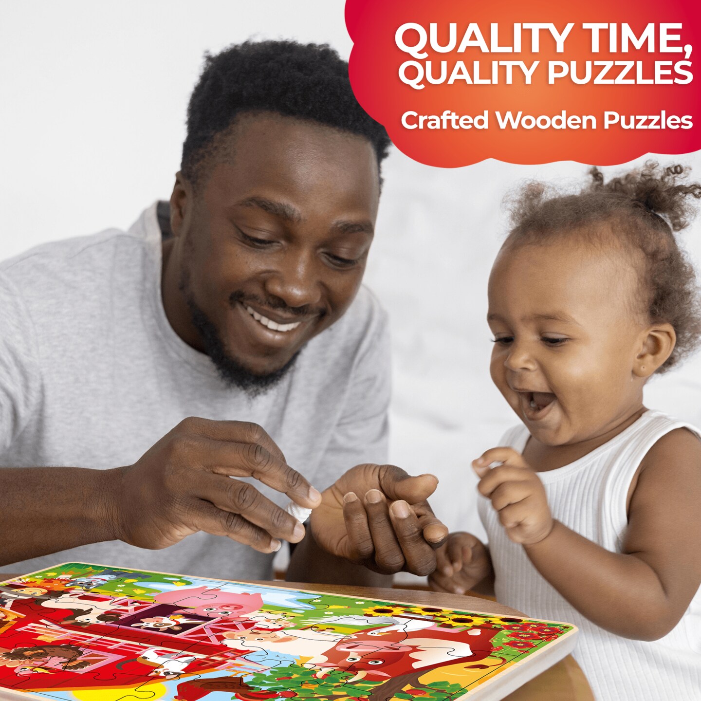 QUOKKA 4 Set Wooden Puzzles for Toddlers | Africa, Ocean &#x26; Farm Animals