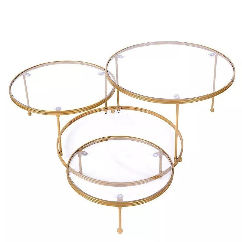Gold Clear 23" Round 3 Tier Metal Cake Dessert Stand Acrylic Plates Party Events
