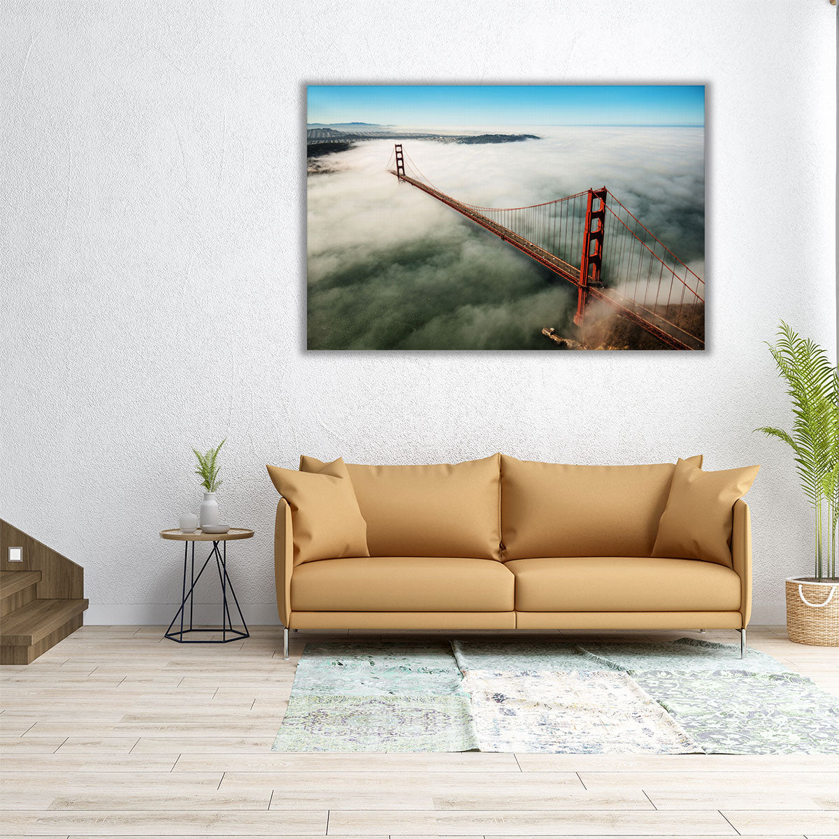 Foggy Golden Gate Bridge Framed Canvas Photography Print – San