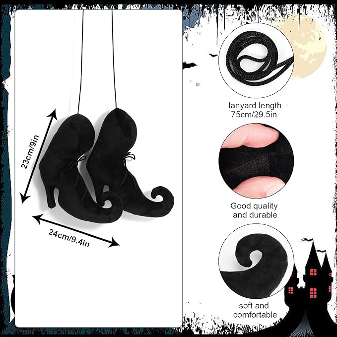 9.4 x 9inch Vintage Halloween Decorations Witch Shoes Hanging Witch Boot Ornament for Farmhouse Halloween Front Door Indoor Outdoor Porch Wall Decor