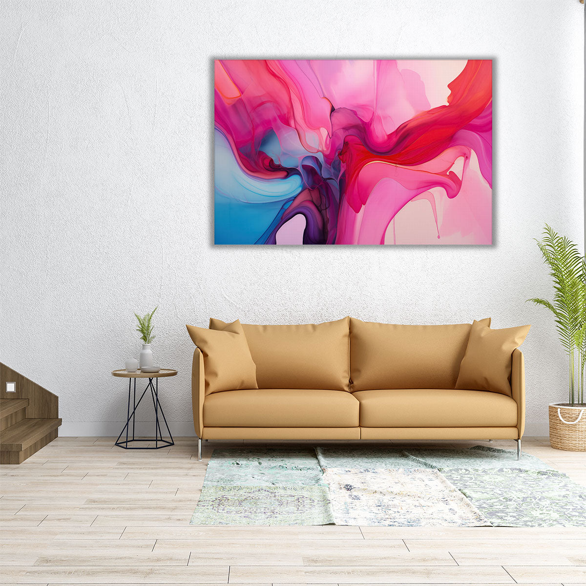 Pink Abstract Canvas Wall Art Print – Modern Framed Canvas Art for Living Room and Bedroom | Paint Party Extravaganza product 4