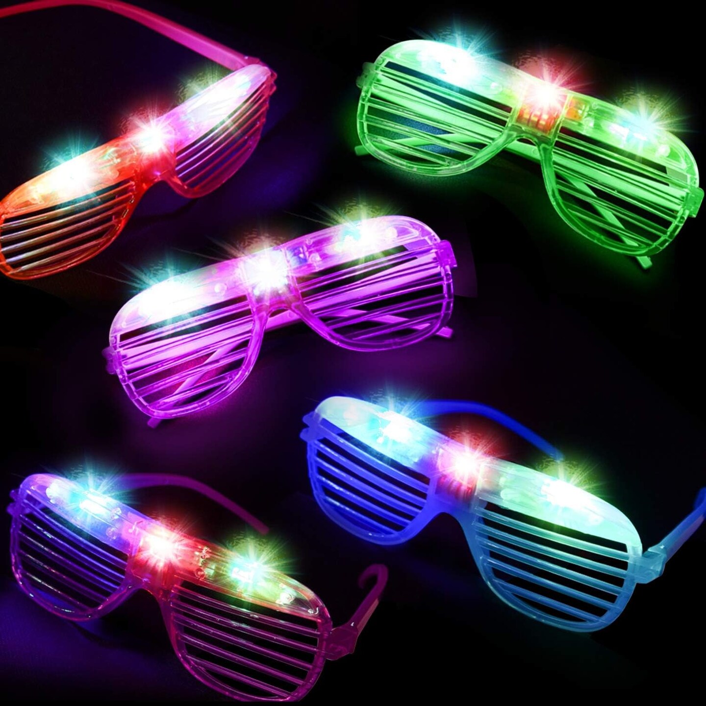 50 Pack LED Glasses 6 Color 3 Mode Light Up Party Glasses Glow In The Dark Party Supplies Shutter Shades Neon Flashing Glasses Carnival Sunglasses Party Favors Toys for Birthday Wedding Concerts Party