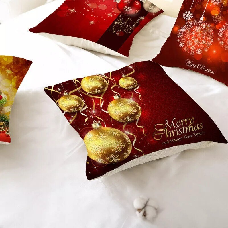 4Pcs Christmas Pillow Case Cover Set Sofa Pillowcase Cushion Cover Home Decor