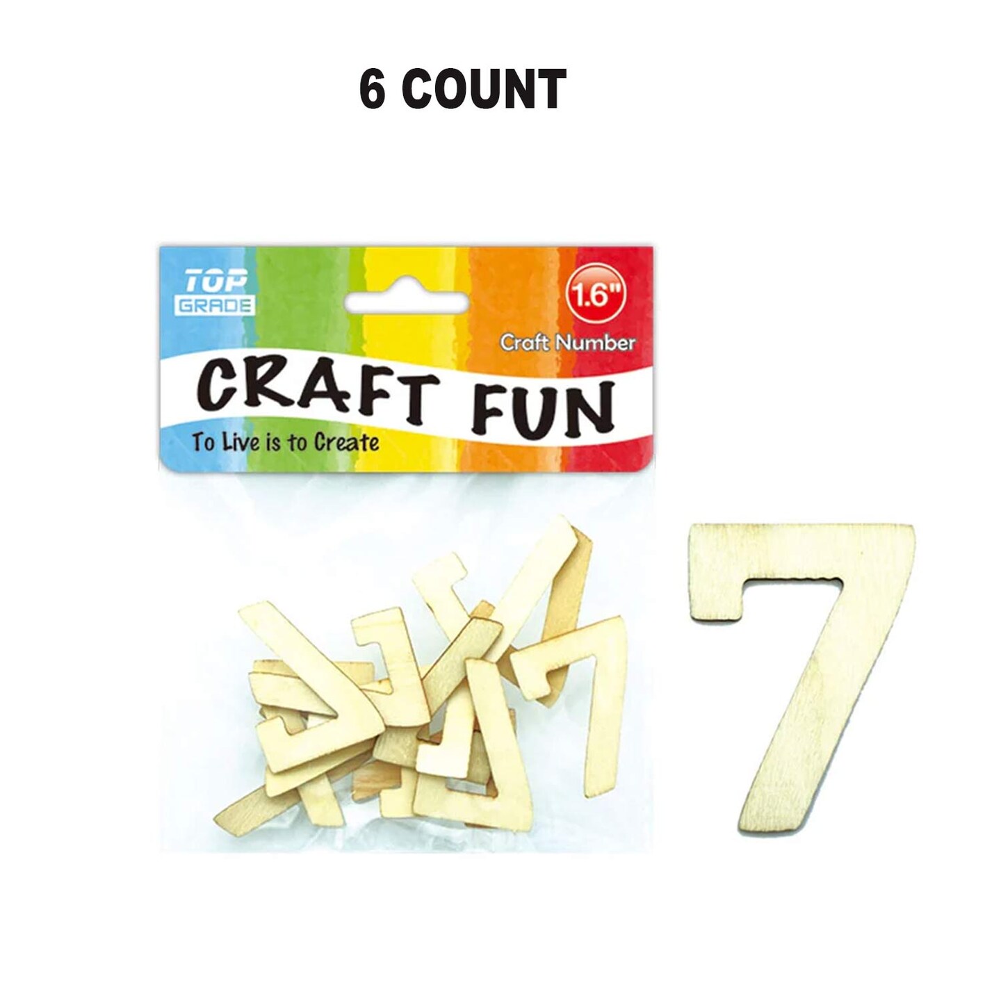 Wooden Craft Number 7 &#x2013; 1.6 Inch, 12 Count