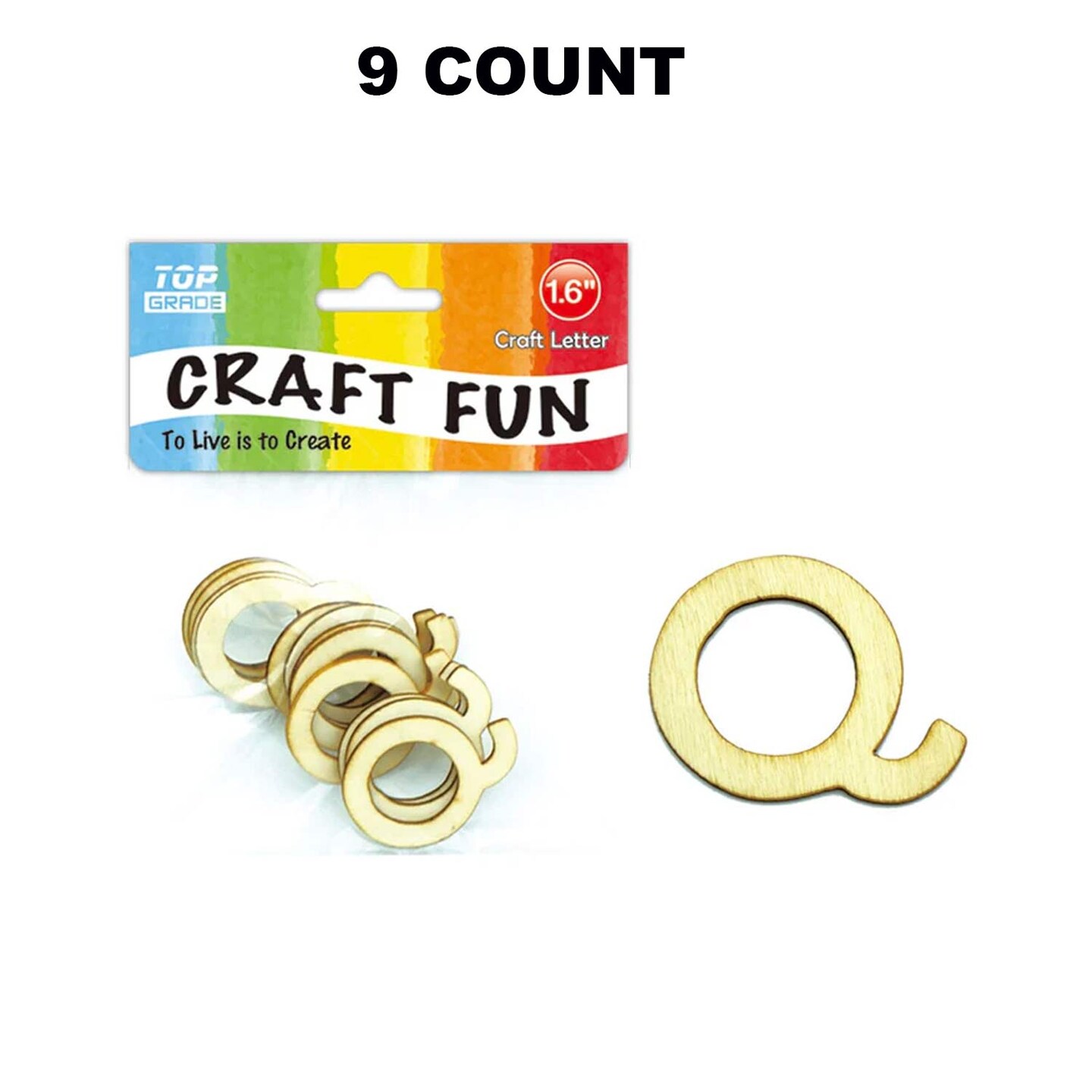 Wooden Craft Letter Q 1.6 Inch/12Ct