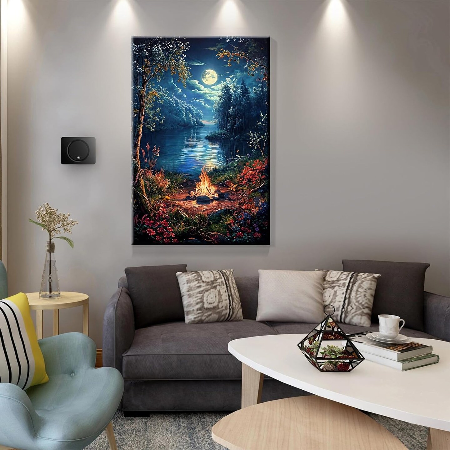 Landscape Paint by Numbers Kit for Adults Beginner with Easel Moon Paint by Number on Canvas with Frame DIY Acrylic Painting for Ideal Gift Home Wall Decor 7.87x11.81 Inch