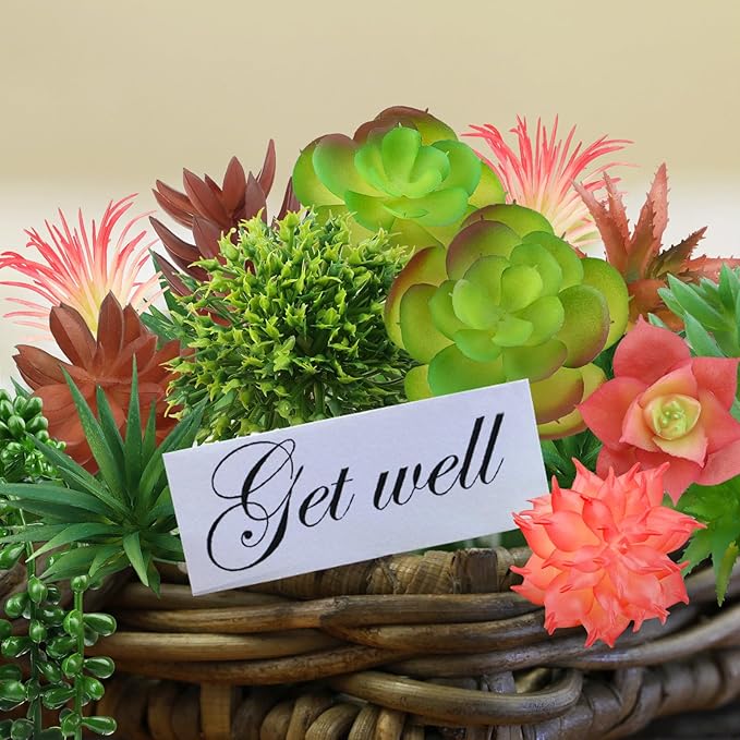 Succulents Plants Artificial, 14pcs Colorful Succulents Plant, Mini Fake Succulents for DIY Crafting Home Garden Office Party