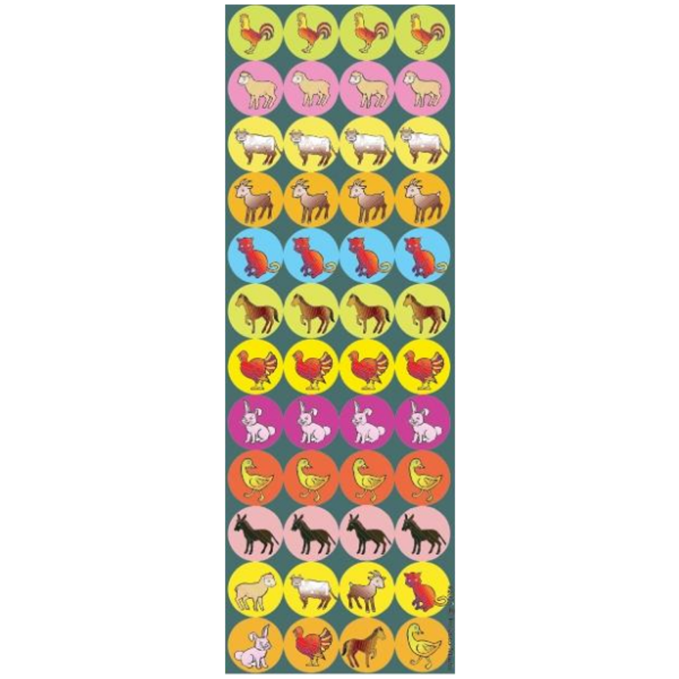 Farm Animal Circle Dot Stickers – 25 Sheets | Fun Animal-Themed Round Stickers for Kids, Crafts, and Classroom Rewards