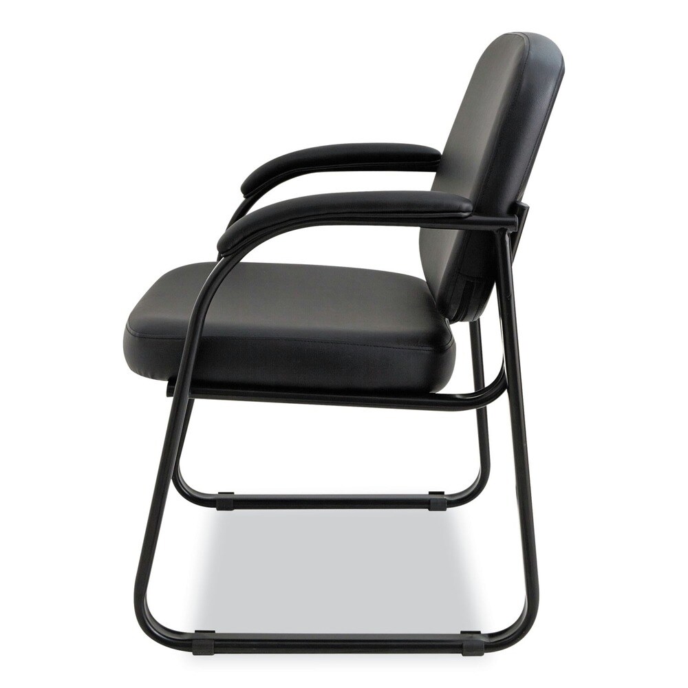 Alera Genaro Series 25 in. x 24.80 in. x 33.66 in. Faux Leather Half-Back Sled Base Guest Chair - Black