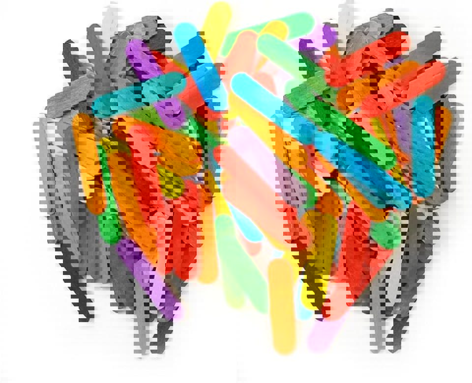 Listing Title: MINI COLOR WOOD CRAFT STICKS 2‑3/4" – 100‑Pack – Assorted Colors for Crafts, Classroom, DIY Projects