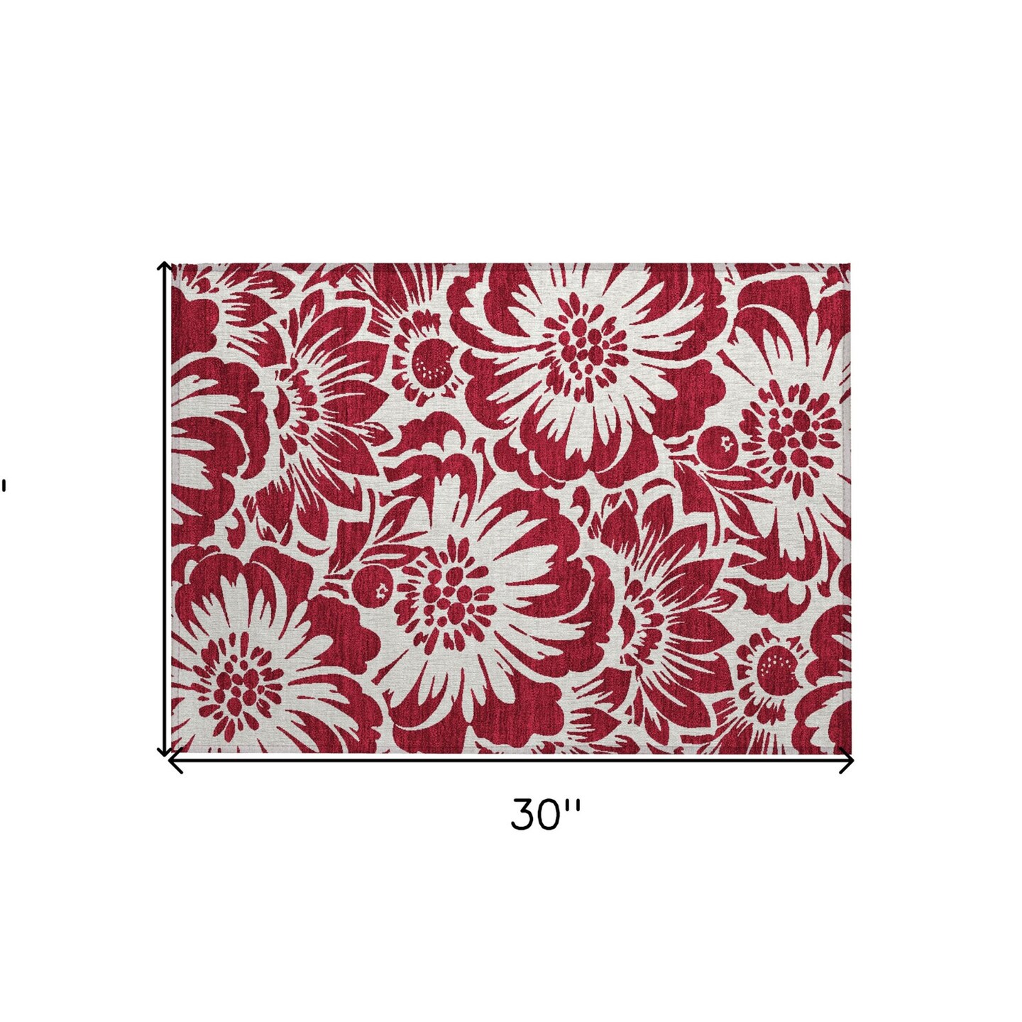 Edge Collections - 2&#x27; x 3&#x27; - Red - Floral Indoor Outdoor Area Rug for Home Warmth - 1 Piece