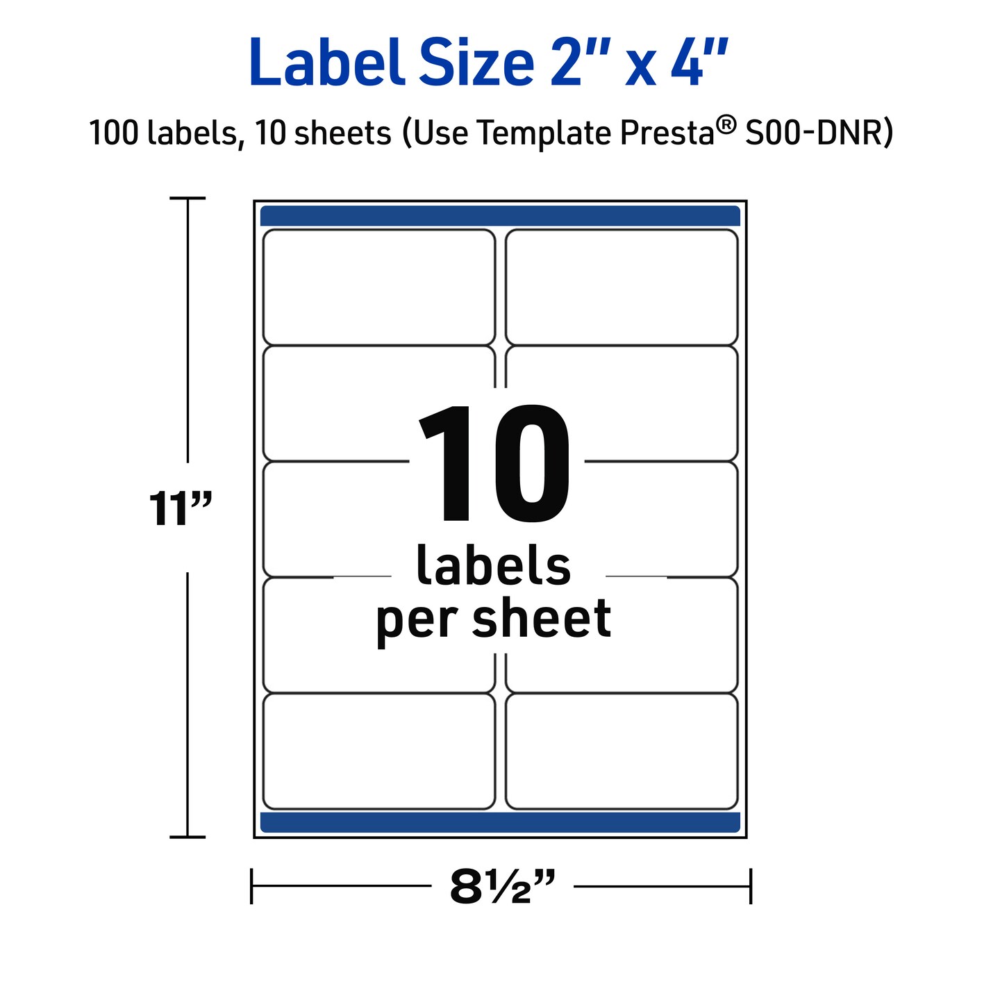 Avery Printable Rectangle Labels, Gold &#x26; Navy Border with Florals, 2&#x22; x 4&#x22;, Glossy White Rectangle Labels, Permanent, Laser/Inkjet, 100ct, Great for Product Labels
