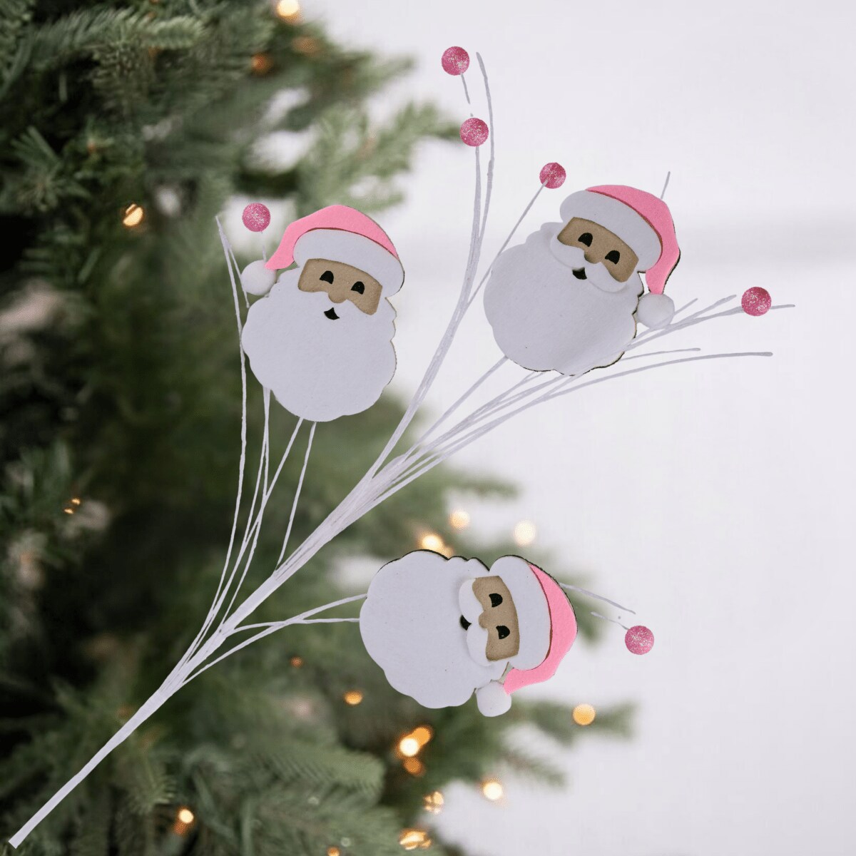 23&#x22; Felt Glitter Santa Face Spray: Pink