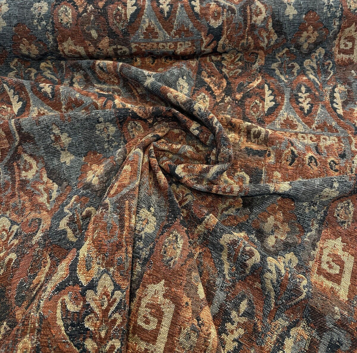 1 Yard Rust Tribal Chenille Upholstery Fabric Heavyweight Durable 70% Polyester Chenille & 30% polyester 56 Inches Width