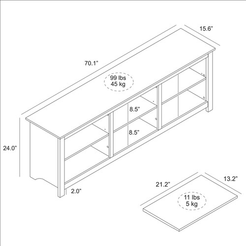 Wood Farmhouse TV Stand for Up to 70" TVs with Storage Shelves