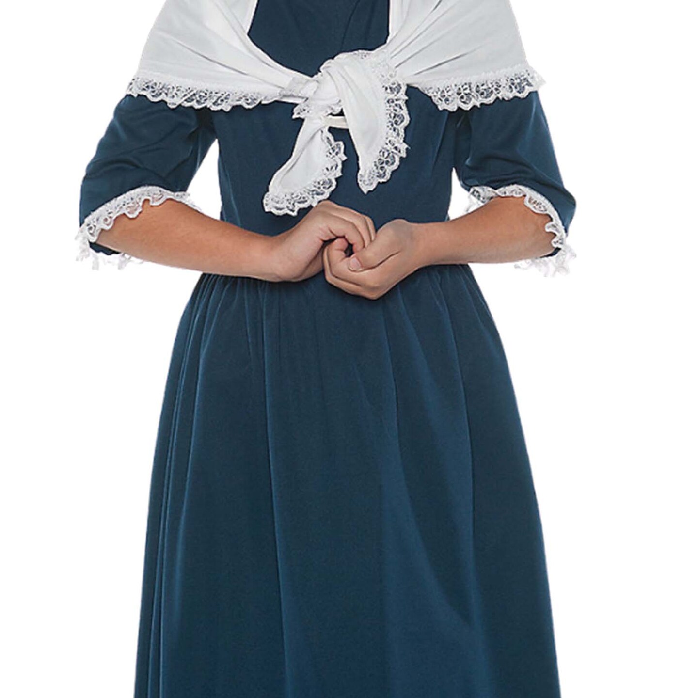 Martha Washington Child Costume Medium Historical Dress Shawl Cap