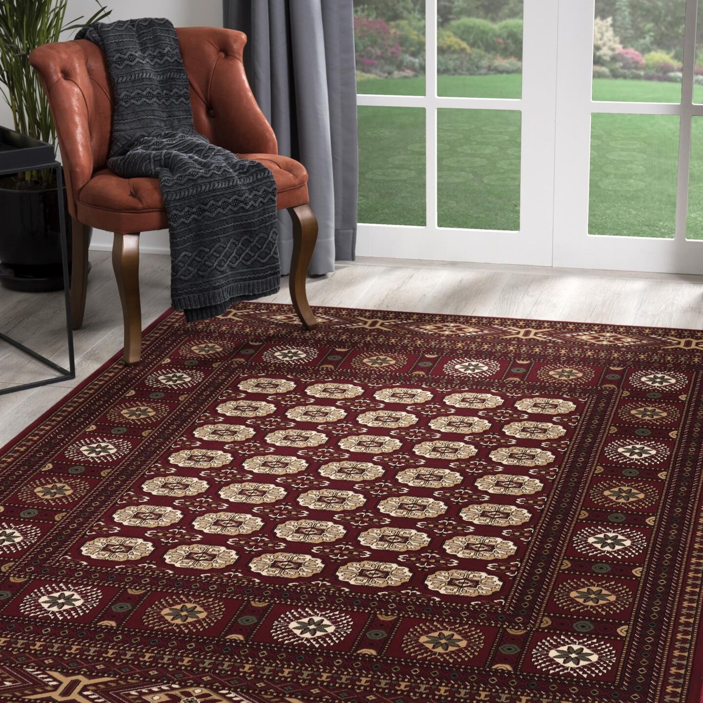 Edge Collections - 8' - Red - Floral Medallion Runner Rug for Cozy Spaces - 1 Piece