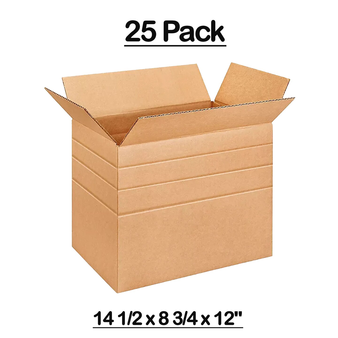25 Pack Multi Depth Corrugated Mailing Boxes for Shipping Packing and Storage 14 1⁄2 x 8 3⁄4 x 12 inch