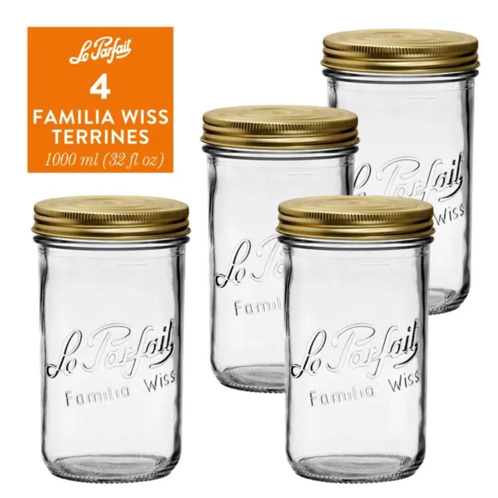 Le Parfait - Clear - Glass Preserving Jars for Versatile Home Canning and Storage - 4 Piece