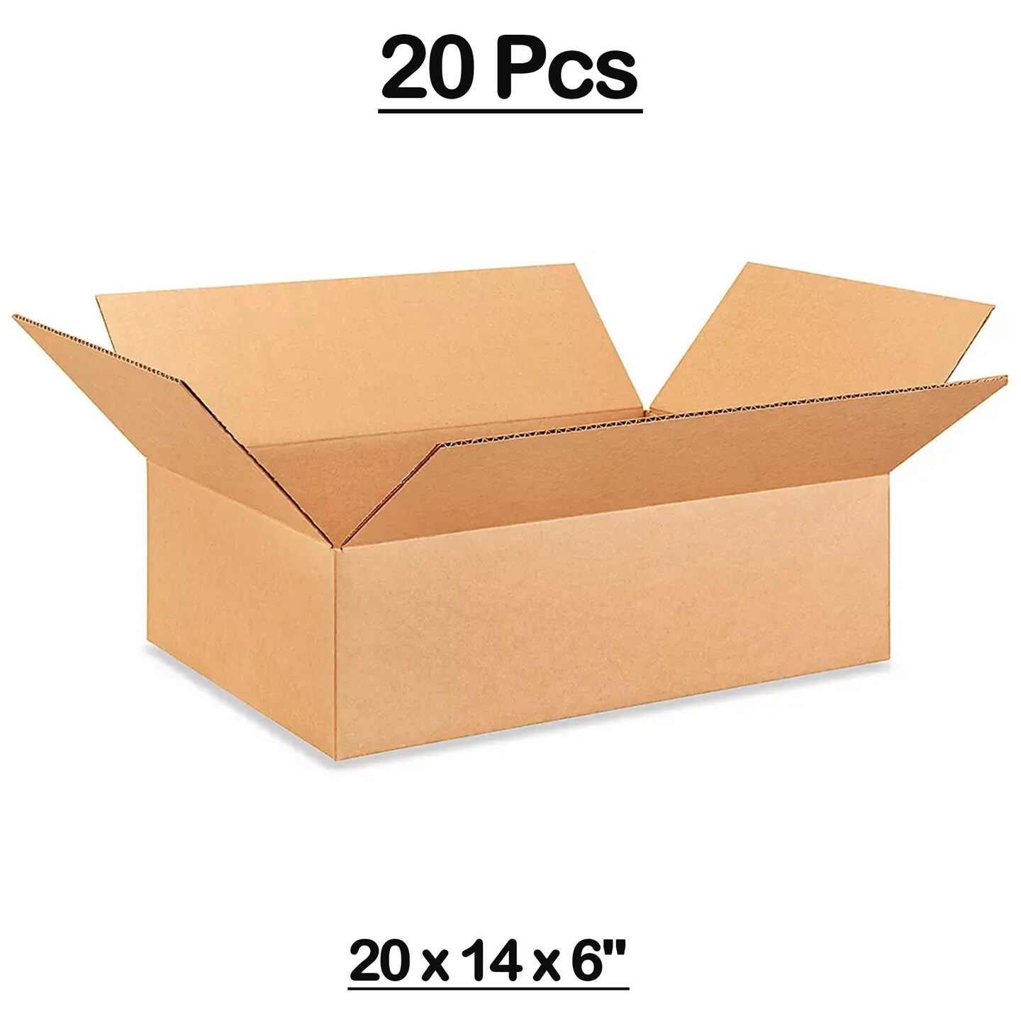 20 Psc Kraft Boxes, Shallow Packing for Apparel and Electronics 20 x 14 x 6 Inch