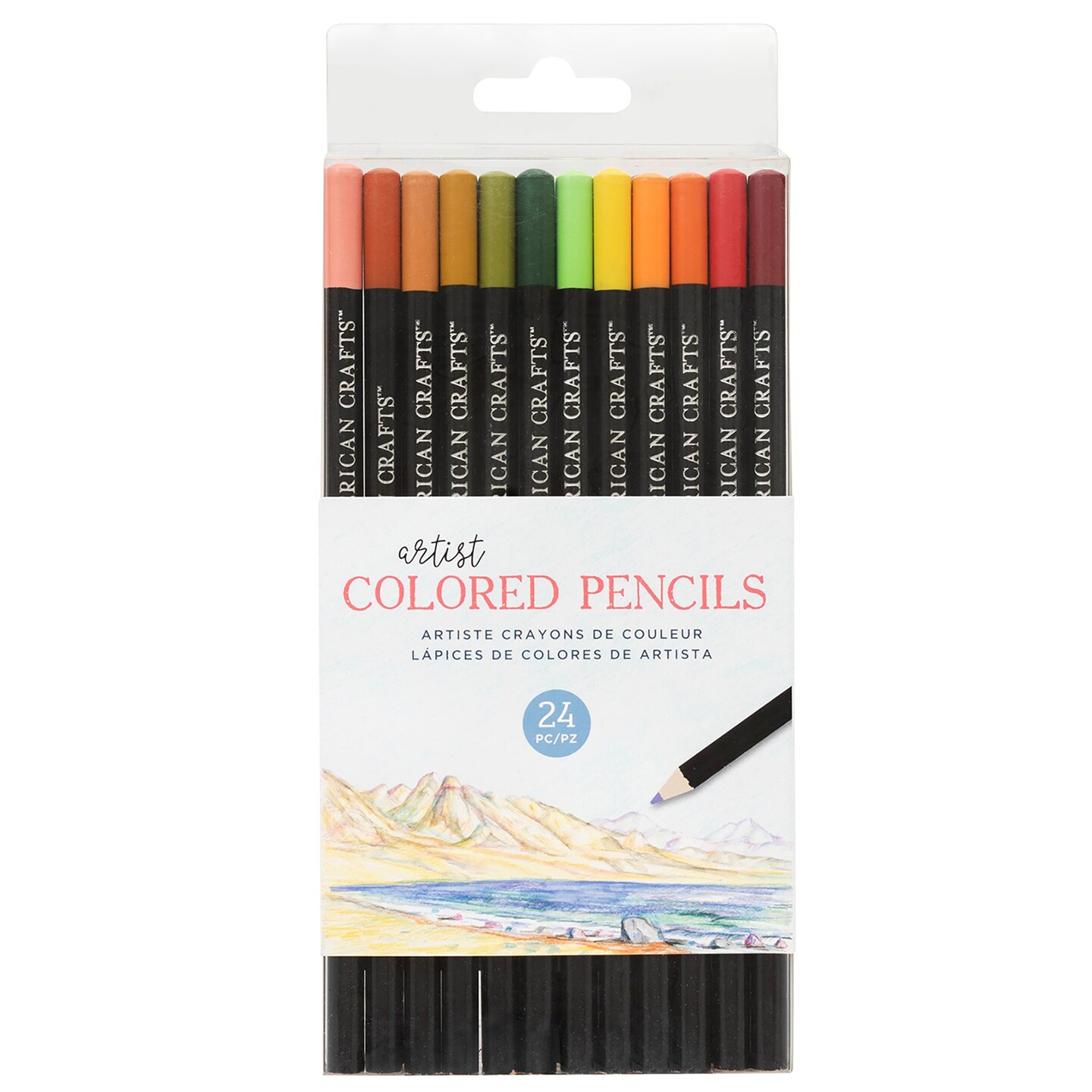American Crafts Art Supply Basics Colored Pencil Set 24/Pkg-Assorted Colors