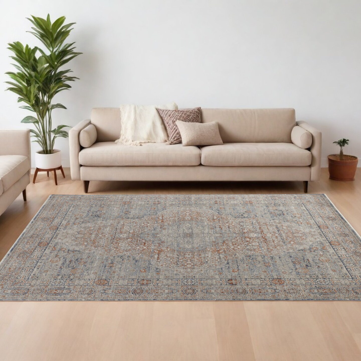 Edge Collections - 8' X 10' - Gray - Timeless Oriental Area Rug with Fringe - 1 Piece