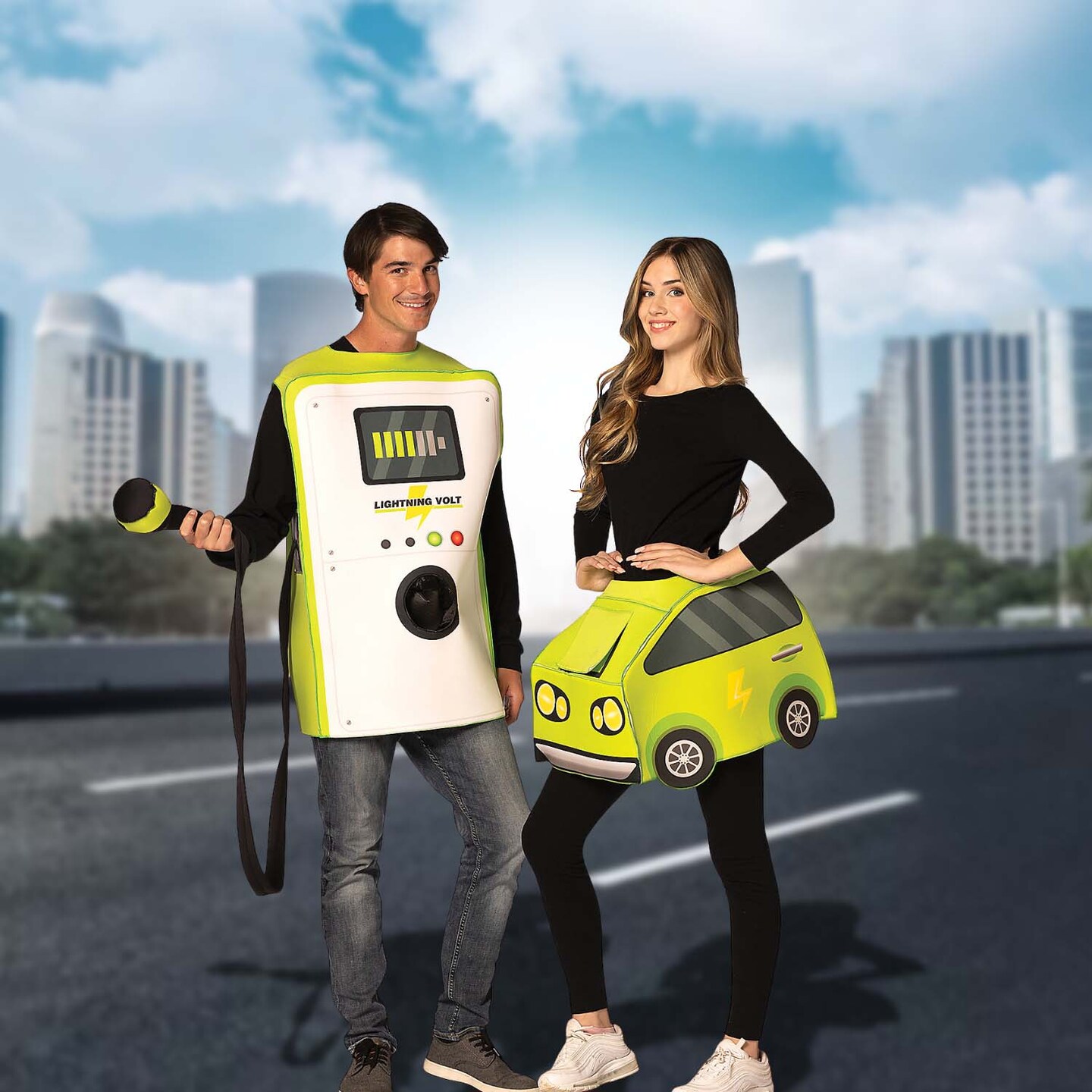 Adults Electric Car And Charger Couples Costume Halloween Outfit