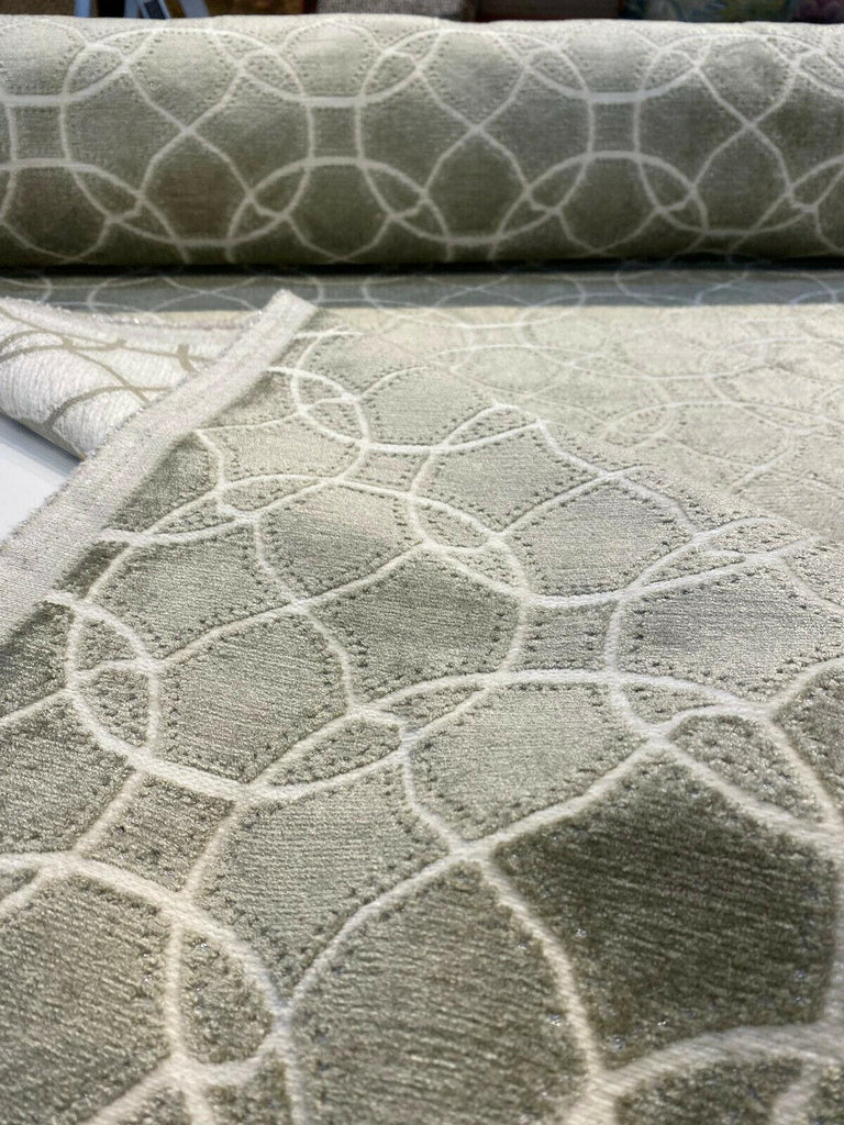 1 Yard Sage Green Chenille Upholstery Fabric Lavish Woven Pattern Durable Studio 54 Inch width