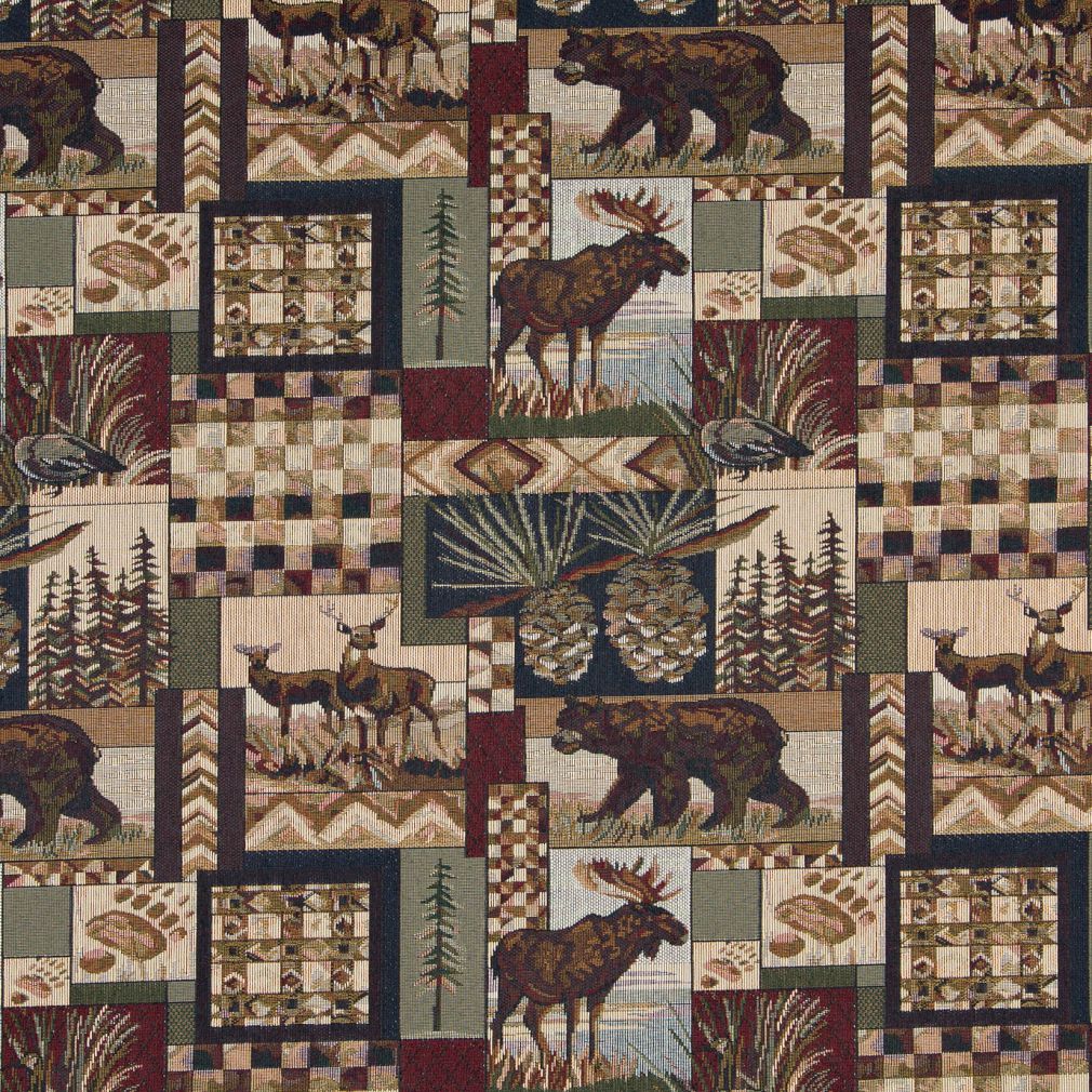 1 Yard Heavy Duty Cotton Polyester Upholstery Wildlife Resort Fabric 54 inches