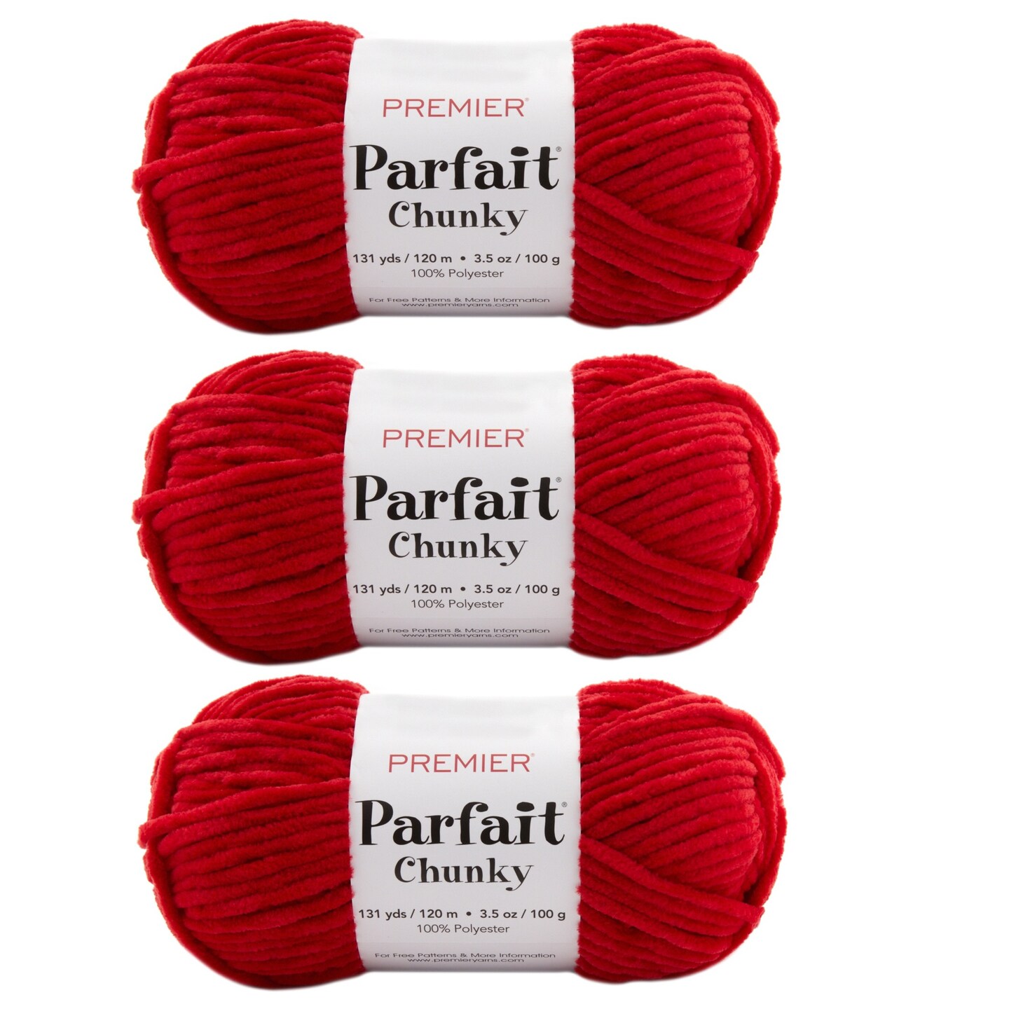Multipack of 3 - Premier Parfait Chunky Yarn-Cardinal
