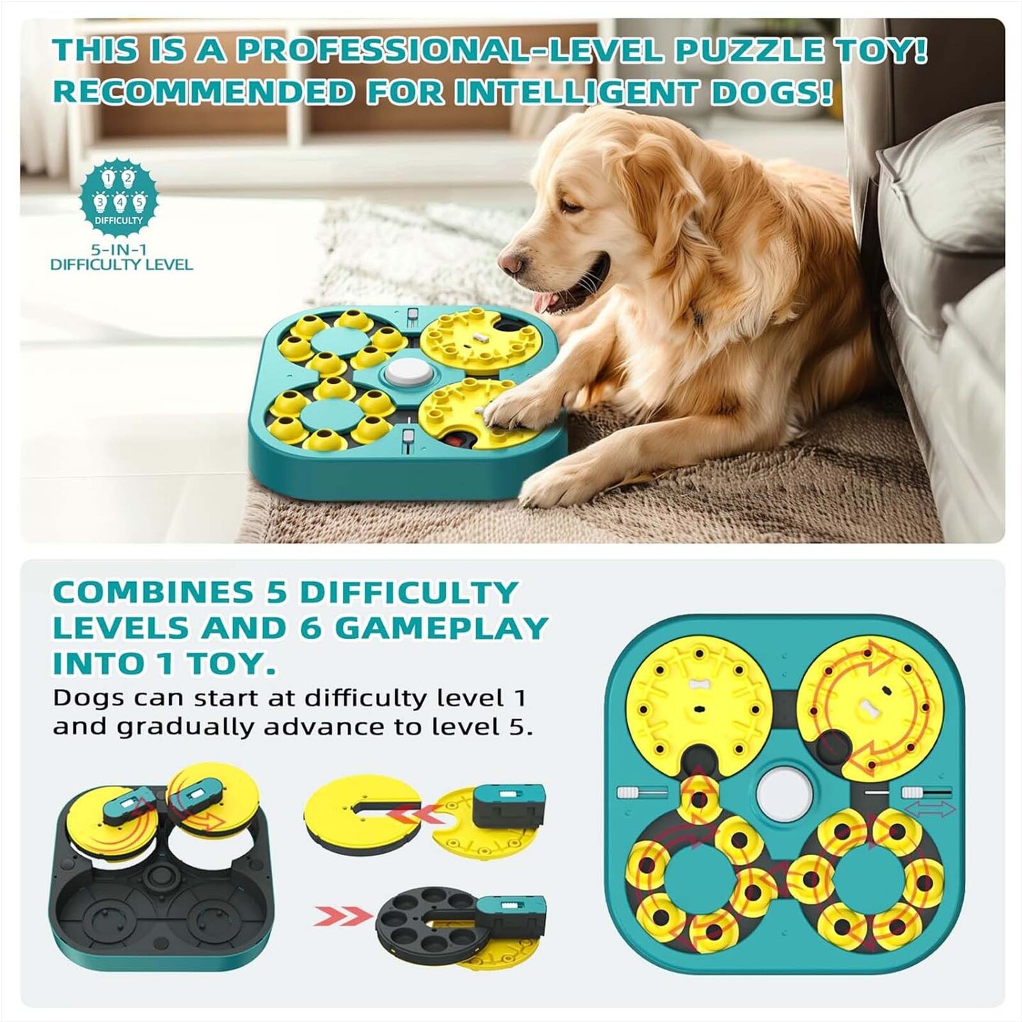 Advanced Puzzle Feeder Toy for Dogs Interactive Brain Stimulation Game