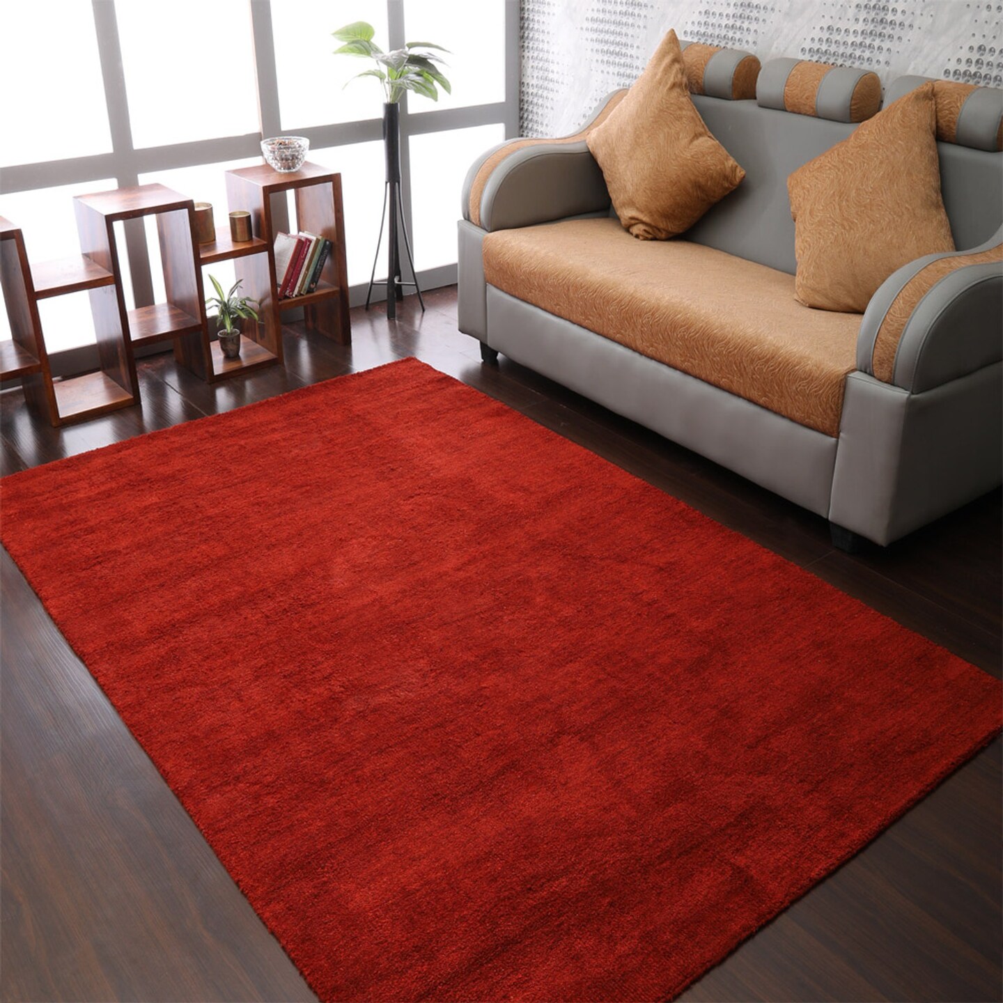 Edge Collections - 3' x 5' - Red - Luxury Hand Knotted Wool Area Rug for Living Room Interiors - 1 Piece