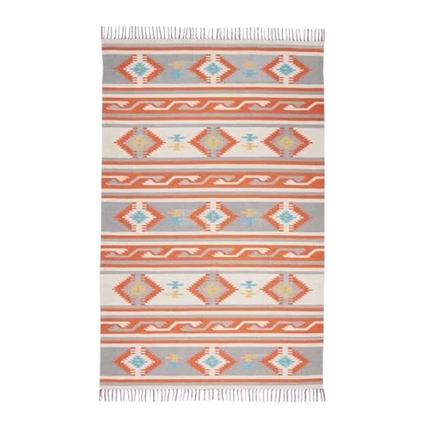 Edge Collections - 5' X 7' - Orange - Southwestern Handmade Area Rug with Fringe - 1 Piece