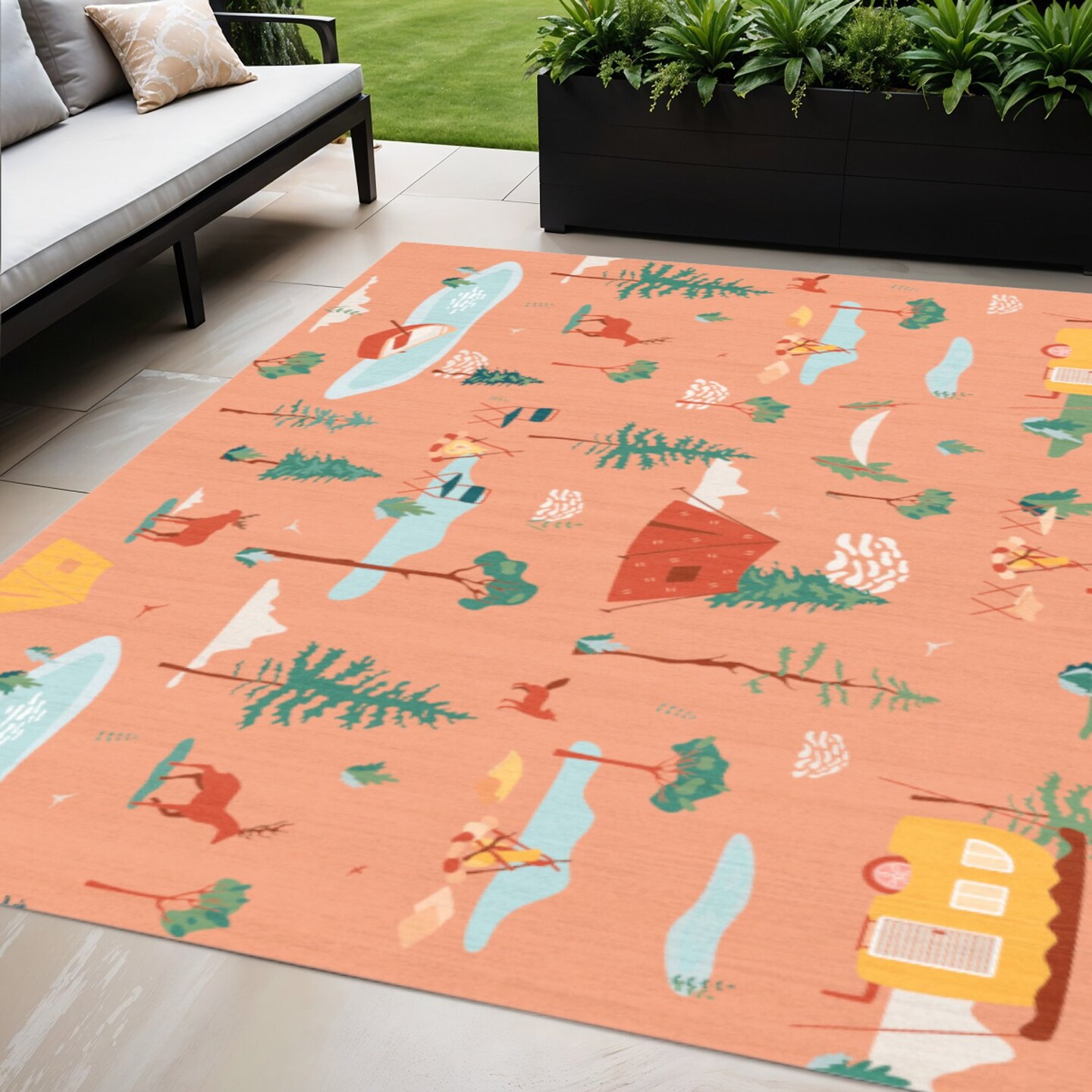 Edge Collections - 5' x 7' - Orange - Versatile Indoor Outdoor Area Rug - 1 Piece