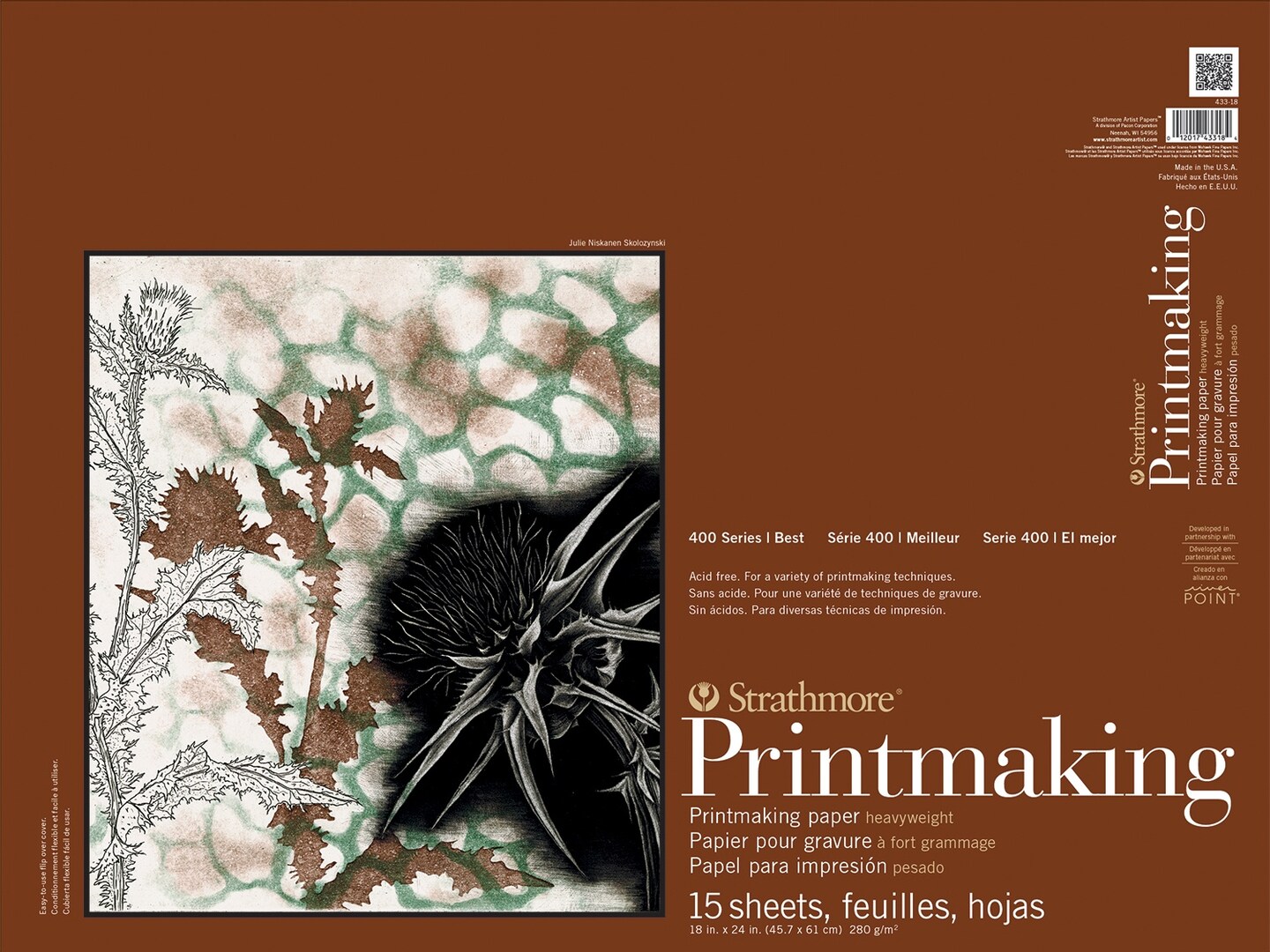 Strathmore 400 Series Printmaking Paper Pad 18"X24"-Glue Bound, 15 Sheets