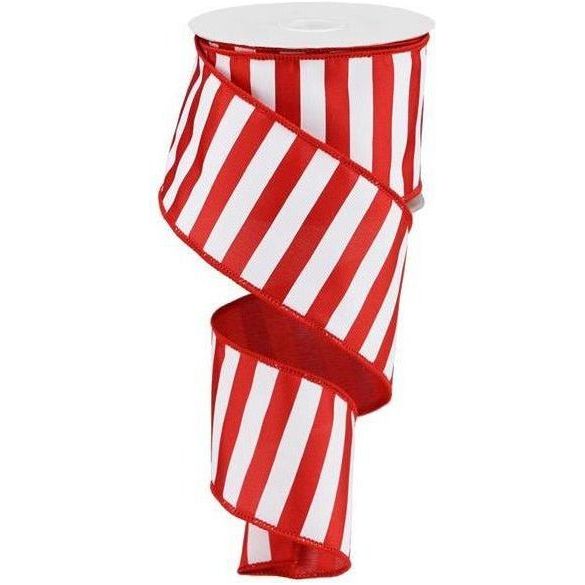 2.5&#x22; Medium Horizontal Stripe Ribbon: Red &#x26; White (10 Yards)