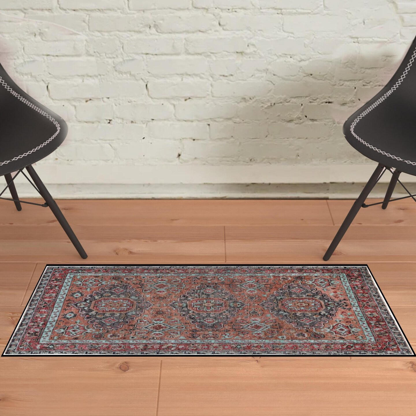 Edge Collections - 2' X 3' - Multicolor - Floral Hand-Knotted Area Rug with Fringe - 1 Piece