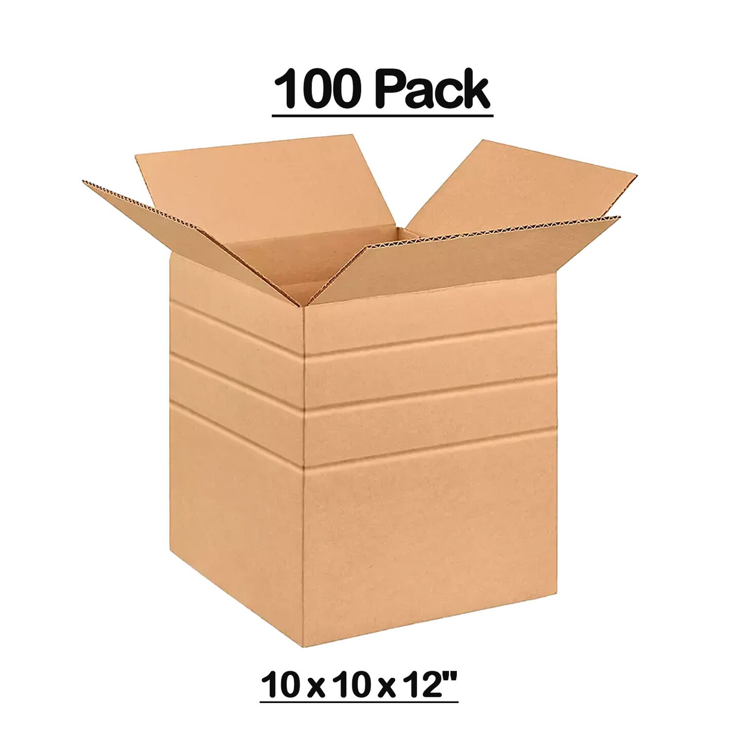 100 Pack Durable Multi Depth Cardboard Cartons Cube Packing and Shipping Boxes 10 x 10 x 12 Inch