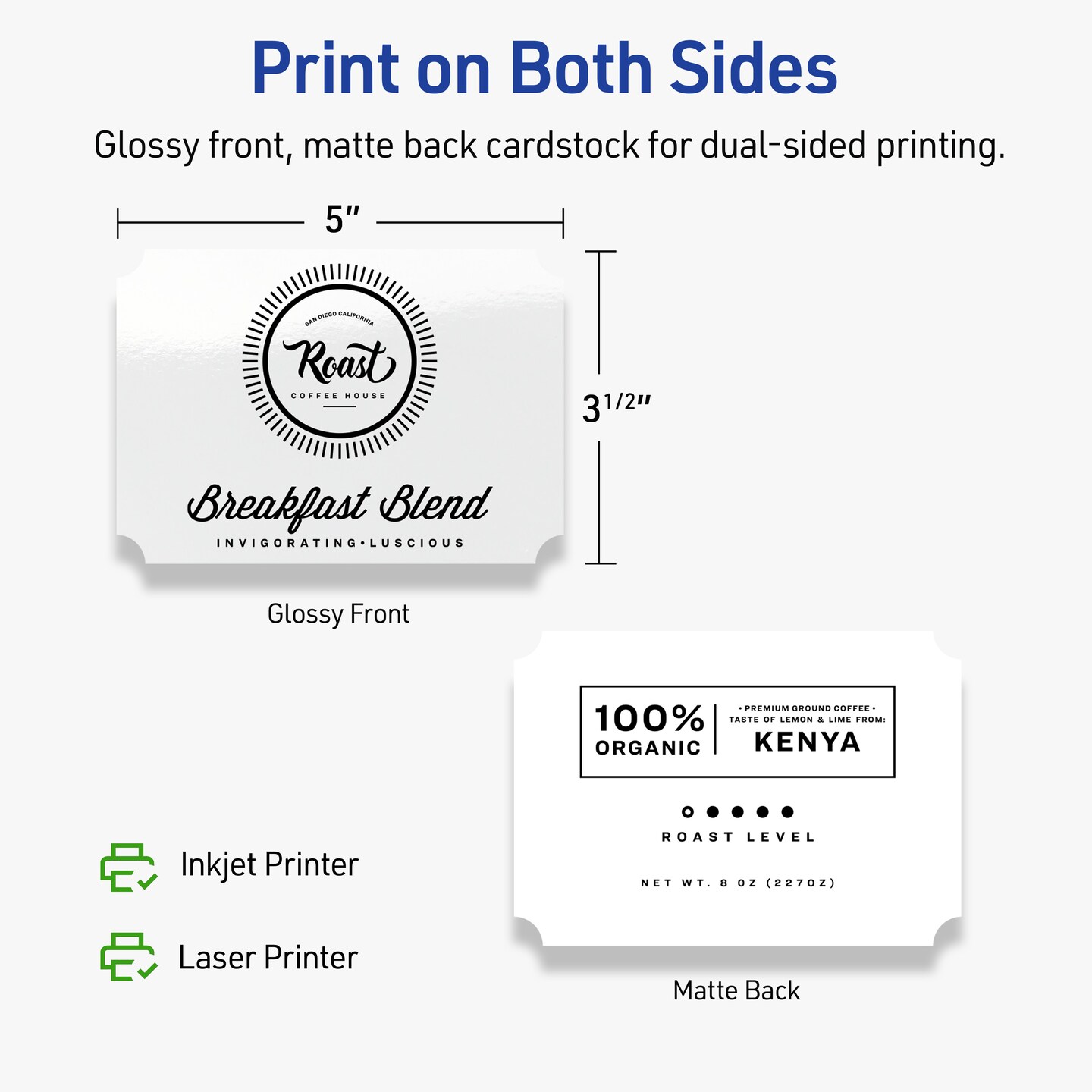 Avery Glossy White Postcards, 3-1/2" x 5" Rectangle Scalloped Edge