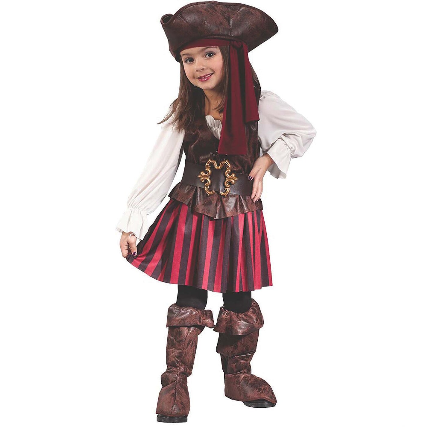High Seas Pirate Costume with Dress Hat and Accessories for Toddler Girls Halloween