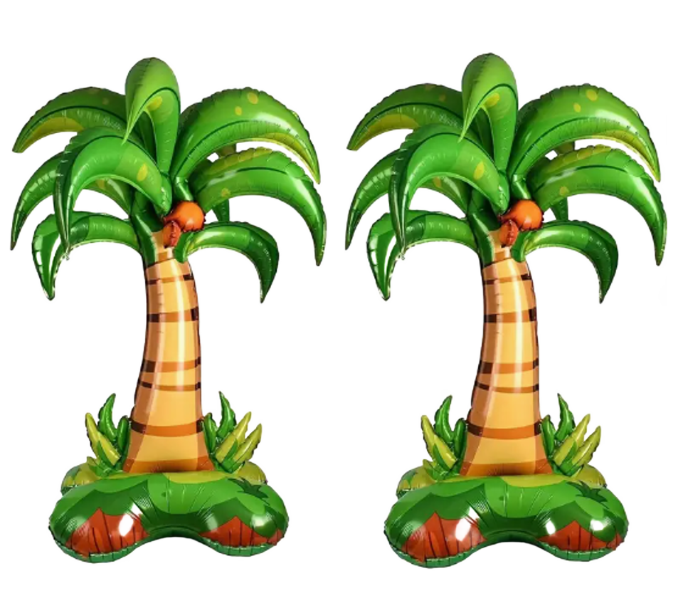 2pcs 52&#x22; Large 3D Palm Tree Foil Balloons &#x2013; Tropical Party Decoration, Jungle Luau Theme Supplies