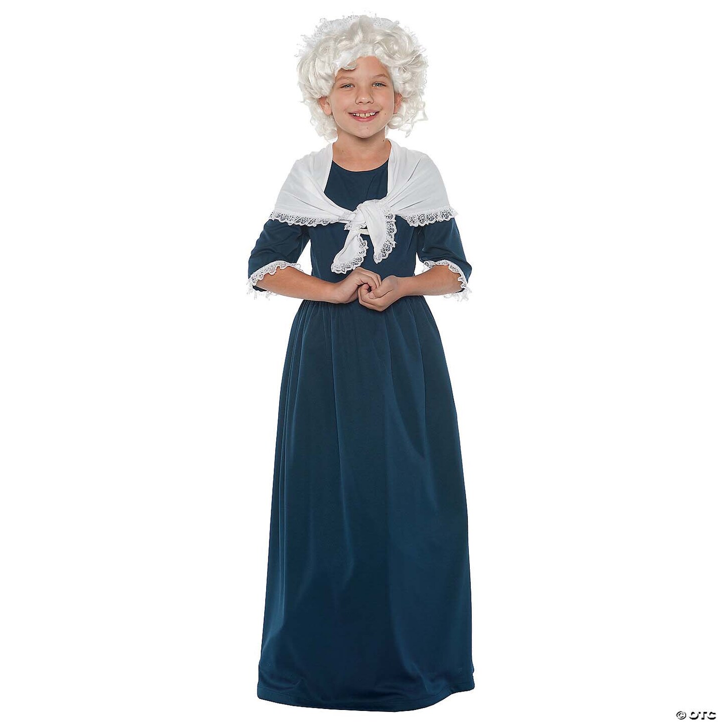 Martha Washington Child Costume Medium Historical Dress Shawl Cap