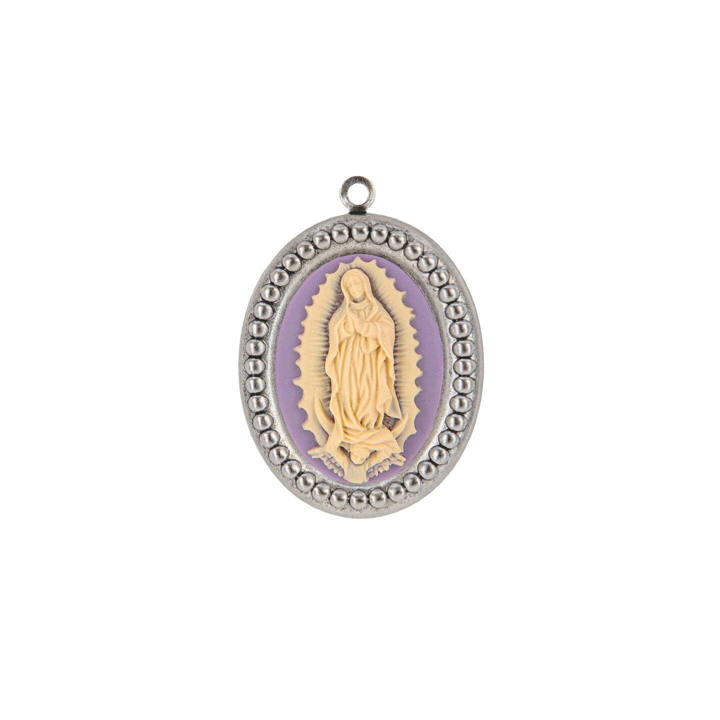 Lavender and Cream Virgin of Guadalupe 24mm x 18mm Cameos - Set of Six - CAM361