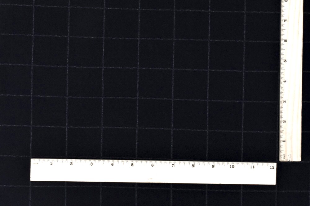 Deep Navy Blue-White Check Printed Cotton-Wool Matte Jersey Double Knit Fabric By the Yard