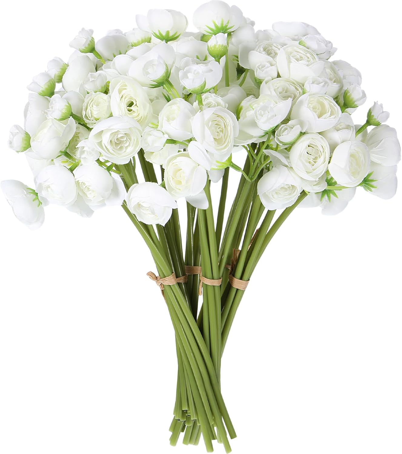 36-Piece Ivory White Artificial Ranunculus Flowers – Faux Silk Mini Peonies with Long Stems for DIY Wedding Bouquets, Centerpieces & Home Decor