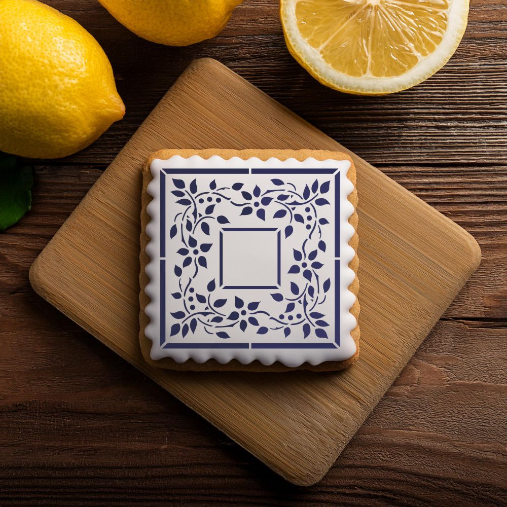 Floral Frame Cookie & Craft Stencil | CM063 by Designer Stencils | Cookie Decorating Tools |