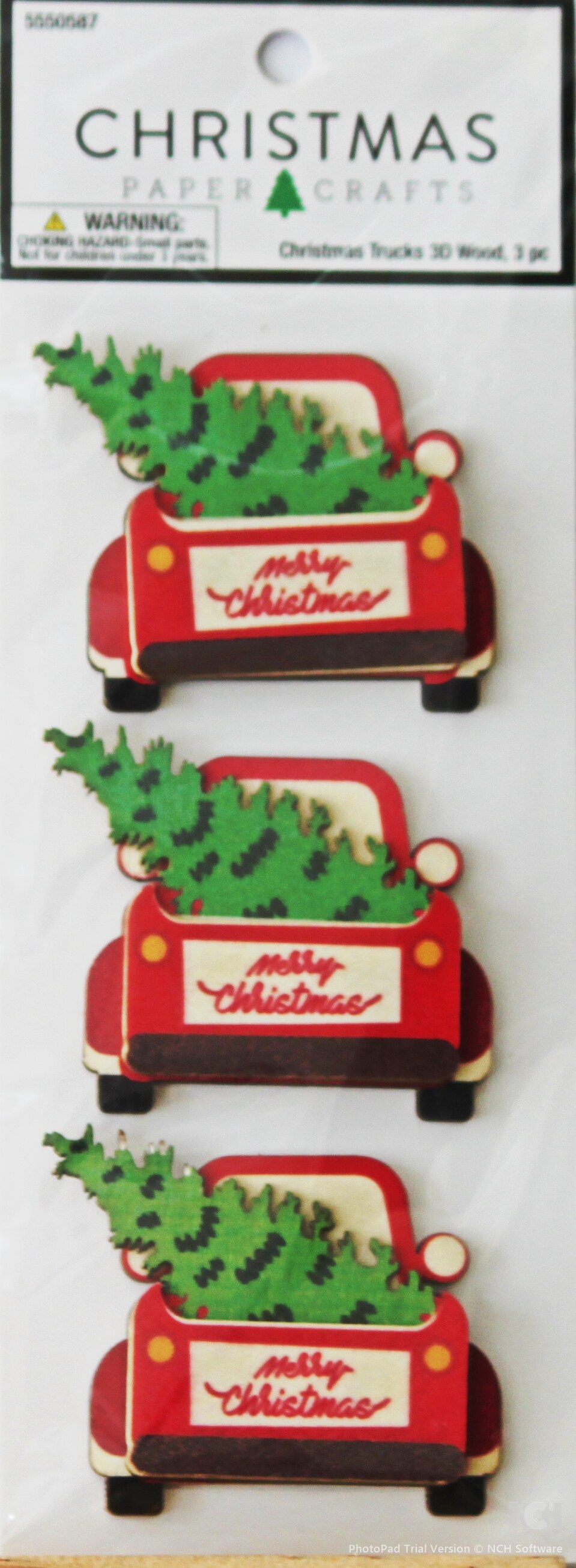 Christmas Paper Crafts Christmas Trucks 3D Wood Dimensional Adhesive Stickers