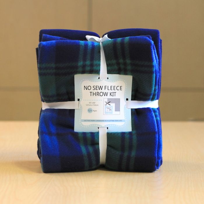 Plaid Tartan Anti-Pill No Sew Throw Fleece Fabric Kit