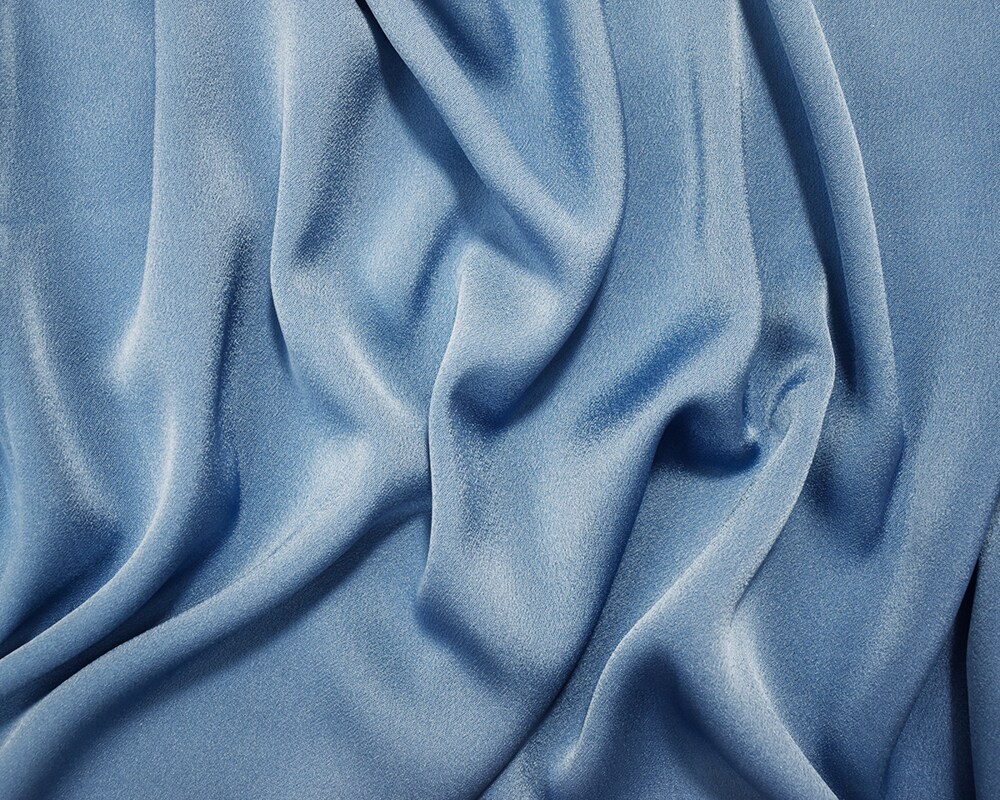 Blue Triacetate-Poly Crepe Back Satin Woven Fabric By the Yard
